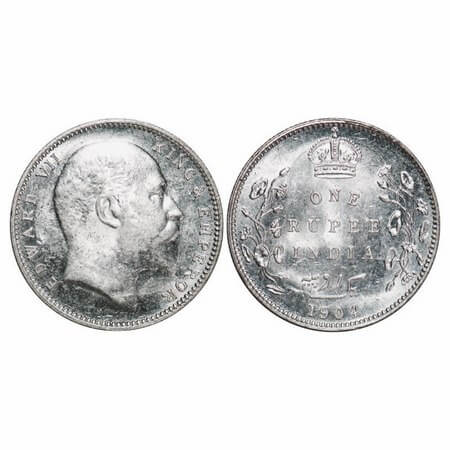 Edward VII, Silver, Rupee, 1904, Bombay Mint, 'B' incused and dot, 5 Diamonds and bottom s