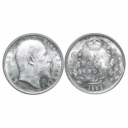 Edward VII, Silver, Rupee, 1904, Bombay Mint, 'B' incused and dot, Five diamonds and botto