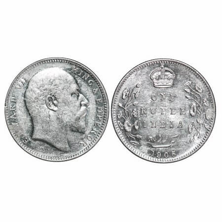 Edward VII, Silver, Rupee, 1905, Bombay Mint, 'B' incused and dot, Top stroke of numeral 5