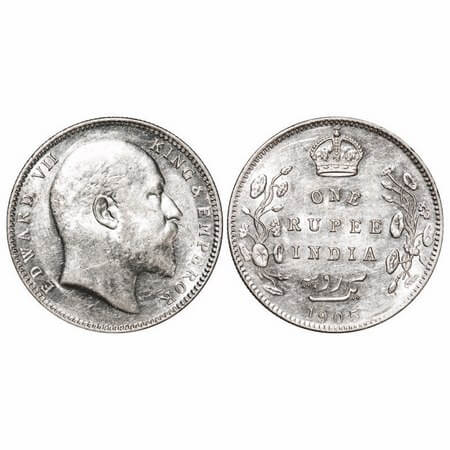 Edward VII, Silver, Rupee, 1905, Bombay Mint, 'B' incused and dot, Top stroke of numeral 5