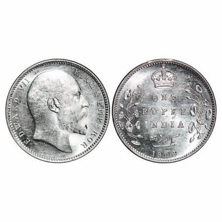 Edward VII, Silver, Rupee, 1906, Calcutta Mint, No mint mark. F. Prid 192. GK 938. Mint St