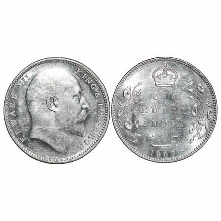 Edward VII, Silver, Rupee, 1907, Bombay Mint, 'B' incused and dot. F. Prid 203. GK 944. Br