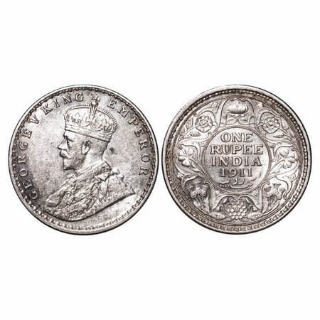 George V, Silver, Rupee, 1911, Calcutta Mint, No dot, Pig-Type. F. Prid 207. GK 1021. Abou