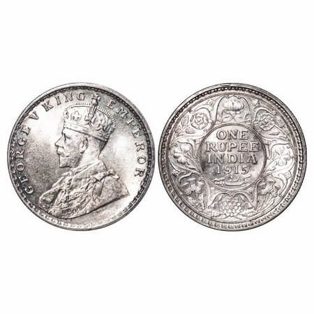 George V, Silver, Rupee, 1915, Calcutta Mint, No dot, Elephant. F. Prid 211. GK 1031. Unci