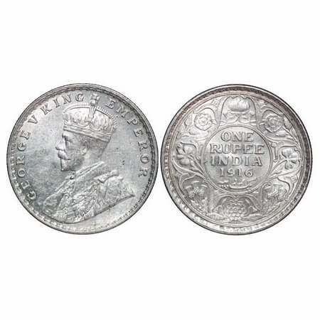 George V, Silver, Rupee, 1916, Bombay Mint, Dot. F. Prid 222. GK 1034. Almost Uncirculated