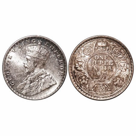 George V, Silver, Rupee, 1919, Bombay Mint, Dot, Elephant. F. Prid 225. GK 1040. Uncircula