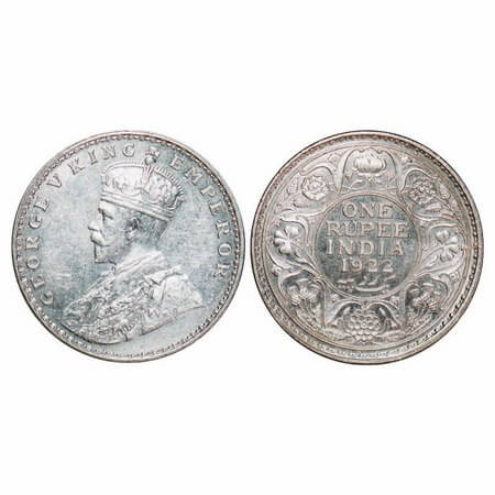 George V, Silver, Rupee, 1922, Bombay Mint, Dot. F. Prid 228. GK 1044. Uncirculated. Very 