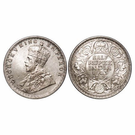 George V, Silver, Half Rupee, 1923, Calcutta Mint, No dot. F. Prid 326. GK 1061. Uncircula
