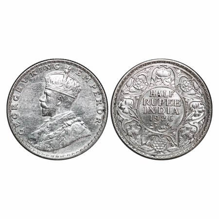 George V, Silver, Half Rupee, 1926, Bombay Mint, Dot. F. Prid 348. GK 1068. Extremely Fine