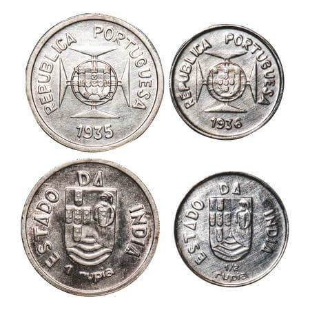Indo Portuguese, Silver Rupee & ½, (2 coins), Republic (1910-1961 AD), 1935, 1936 AD. A.Go