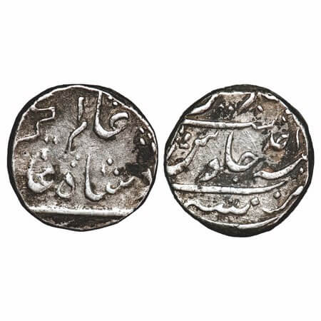 Bombay Presidency, Silver Rupee, 11.52g, (1754-1759 AD issue) Mumbai Mint, AH unseen / Ahd