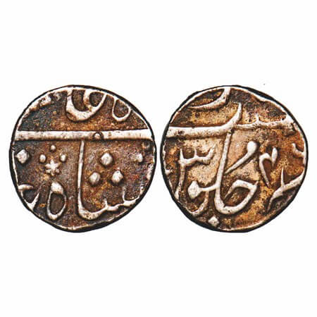 Bombay Presidency, Silver ½ Rupee, 5.79g, (1800-1824 issue) Surat Mint, INO Shah Alam II, 
