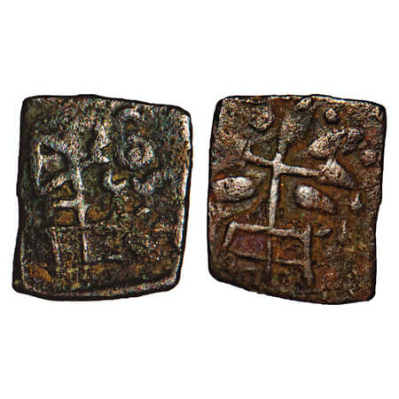 Pre-satavahana, Vidarbha Region, Uninscribed type, Copper Unit, 0.81g, 13.78x11.70mm, Obv:
