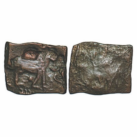 Vidharbha Region, uninscribed die-struck, Lion type, (100-50 BC), Copper, 1.86g,16.02x13.4