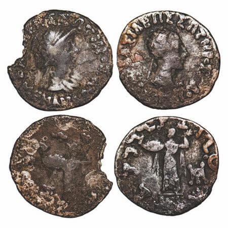 Indo-Greek, Menander, Silver Drachms (2 coins), 2.23 & 2.30g,17.49x16.88 & 17.05x16.43mm, 