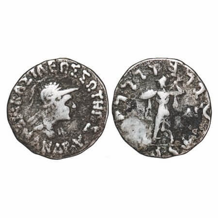 Indo Greek, Menander I, Silver Drachms, 2.32g, 16.46x16.34mm, Obv: Diademed bust of king f