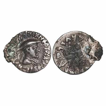 Indo-Greeks, Antialcidas (c. 115-95 BC), Silver Drachm, 2.47g, 15.60x17.94mm, Obv: Bust of