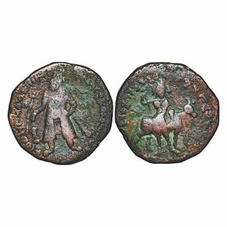 Kushana Dynasty, Wima Kadphises, (c. 113-127 AD), Copper Drachma, 16.41g, 17.15x17.82mm, O