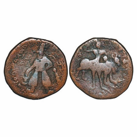 Kushanas, Vima Kadphises (100-127/8 AD), Copper Unit , 15.79g, 26.70x27.35mm, Obv: King st