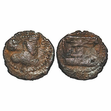 Kushano-Sasanians, Shapur II (c. 309-379 AD), Copper Drachma, 4.02g, 18.96x19.60mm, Obv: S