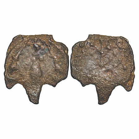 Post Kushan, Vatsa Region, uninscribed cast coinage of Kaushambi area, 'Abhisheka Lakshmi'