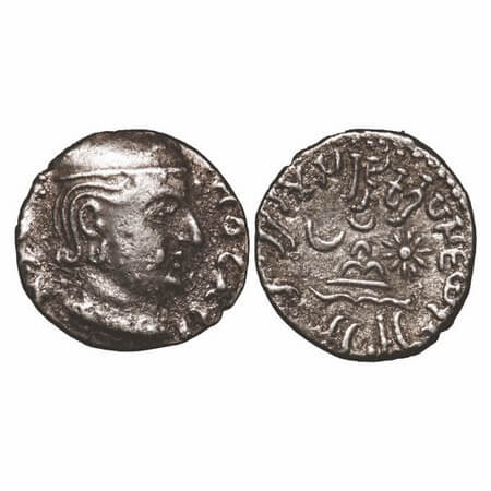 Western Kshatrapas, Rudradaman I s/o Jayadaman (c. 141-165 AD), as Mahakshatrapa, Silver D