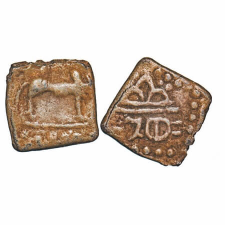 Western Kshatrapas, Kardamaka Dynasty, Rudrasena III, Bull Type, 1/2 Unit, (270 - 300 SE),