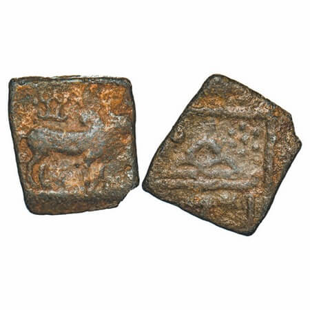 Western Kshatrapas, Svami Simhasena, Bull and Srivatsa Type, (300 - 307 SE) Lead, 3.91g, 1