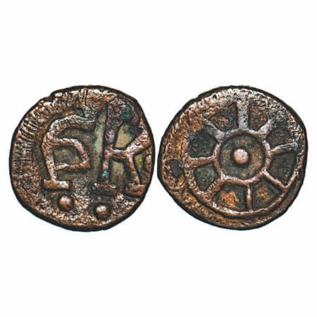 Panchalas of Ahichhatra Dynasty, King Achyuta (4th Cen. AD), Copper Unit, 1.77g, 12.81x12.