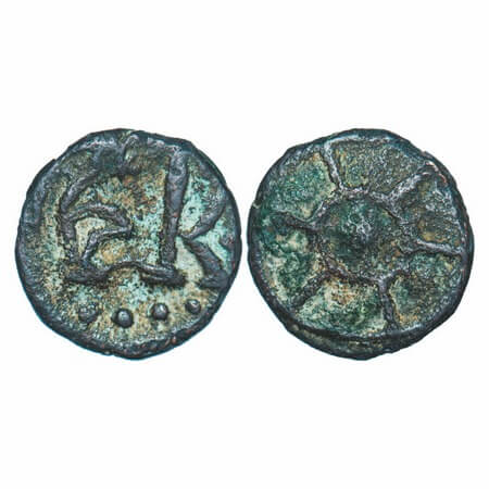 Panchalas of Ahichhatra Dynasty, King Achyuta (4th Cen. AD), Copper Unit, 1.47g, 12.93x12.