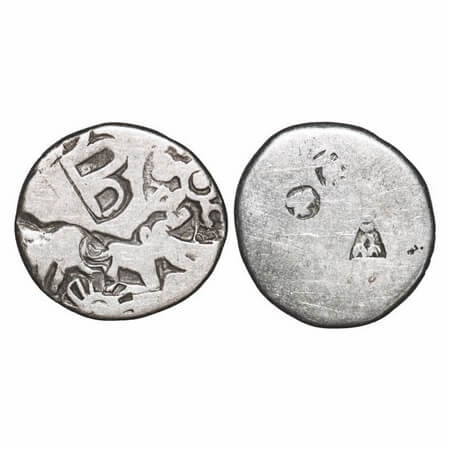 Mauryan Period, Imperial Series (c. 325-250 BC), Punch Marked, Silver Karshapana, 3.39g, 1