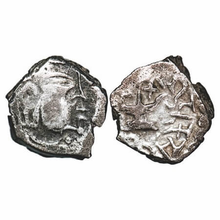 Guptas, Skandhagupta Fire Alter, Different Fire Alter, 1.77g, 12.47x12.49mm, Obv: Bust of 