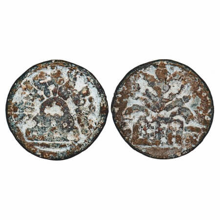 Anandas of Karwar, Chutukulananda, Lead Unit, 16.59g, 30.47x29.90mm, Obv: Eight arched hil