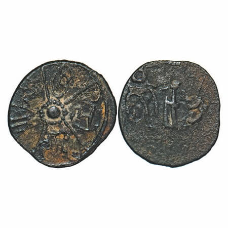 Early Kadambas of South Karnataka, Krishnavarma II, (516–540 AD), Alloyed Copper, 0.45g, 1