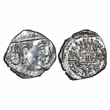 Traikutakas, Madhyamasena, (350-400 AD), Silver Dramma, 1.88g, 14.50x13.29mm, Obv: Bust of