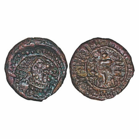 Deccan, Vishnukundin Fabric, (c. 500-600 AD), Copper Alloy Unit, 3.100gm,16.06x15.95mm, Ob