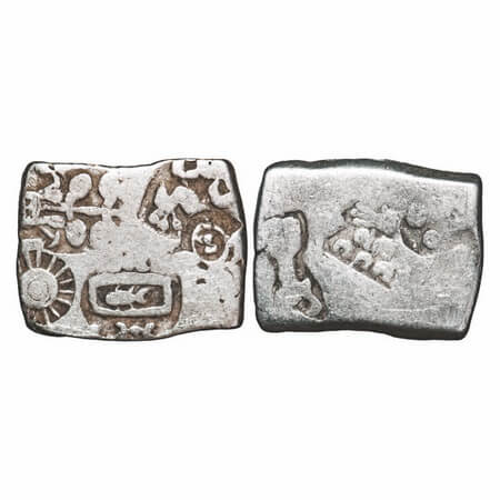 Punch Marked, Imperial Mauryan Series, Silver Karshapana, 3.35g, 16.71x13.04mm, G/H Vb typ