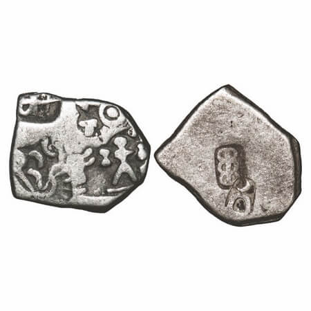 Mauryan Period, Imperial Series (c. 325-250 BC), Punch Marked, Silver Karshapana, 2.96g, 1