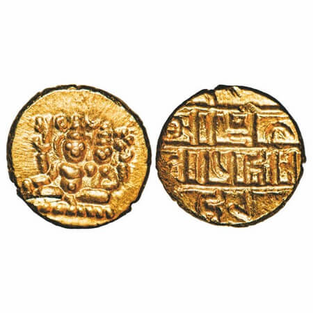 Vijayanagar Empire, Harihara II (1342 - 1404 AD), Gold Half Gadhyana, 1.69 g, 10.18x10.15m