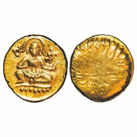 Vijayanagar Kingdom, Krishnadevaraya (c. 1509-1529 AD), Gold 1/2 Pagoda, 1.70g, 10.11x10.7
