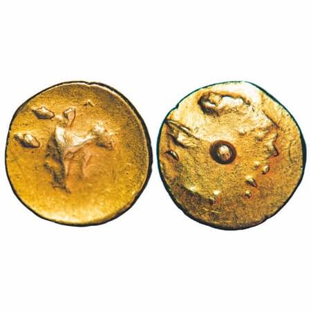 Late Vijayanagar period, (16-17 Cen AD), Gold Half Gadhyana, 1.66g, 11.20x11.32mm, Broad f