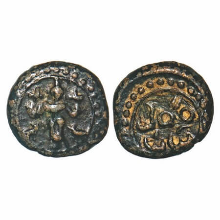 Thanjavur Nayaks, Venkatapaatiraya II (c. 1586-1614 AD), Copper Unit, 4.08g, 13.60x14.62mm