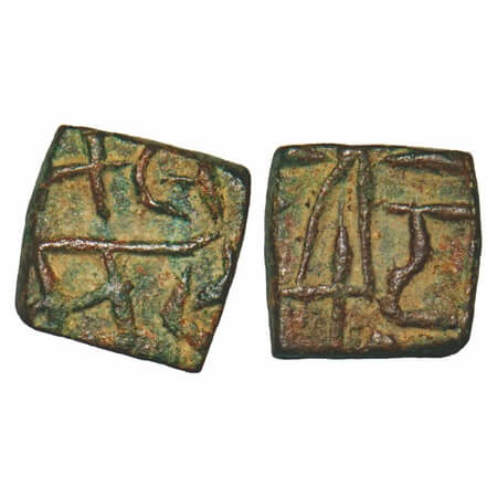 Malwa Sultanate, Copper 1/2 Falus, 3.75g, Ranas of Mewar, Rana Sangram, Nagri 'Ma ...'. De