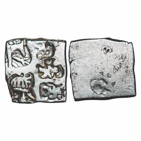 Mauryan Period, Imperial Series (c. 325-250 BC), Punch Marked, Silver Karshapana, 3.51g, 1