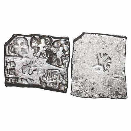Mauryan Period, Imperial Series (c. 325-250 BC), Punch Marked, Silver Karshapana, 3.42g,14