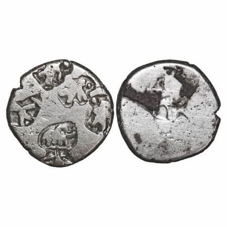 Mauryan Period, Imperial Series (c. 325-250 BC), Punch Marked, Silver Karshapana, 3.46g, 1