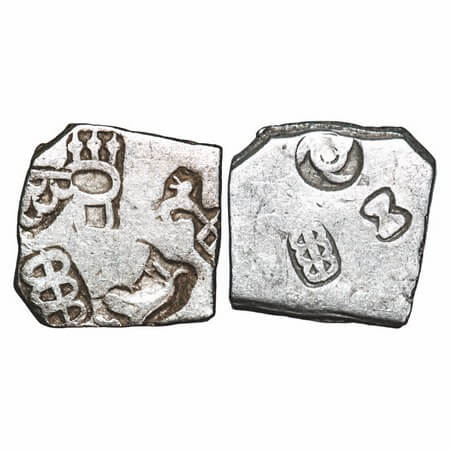 Punch Marked, Imperial Mauryan Series, Silver Karshapana, 3.56g, 14.91x15.33mm, G/H VII ty