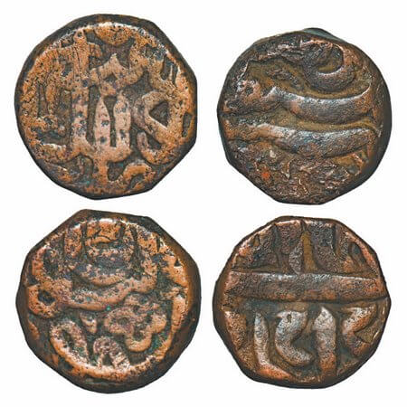 Akbar, Copper Dams (2 Coins), 20.33 & 20.44g, Dakhil Ajmer Salimabad Mint, AH 982; Sarhind