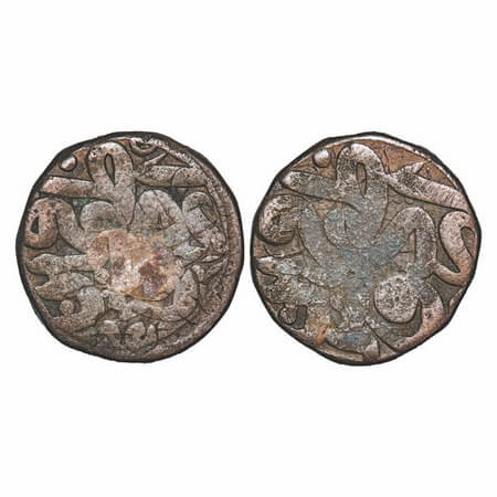 Akbar, Copper Dam, 19.79g, Urdu Zafar Qarin Mint, Mule, same die struck both sides (both s