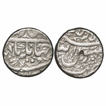 Jahangir, Silver Rupee, 11.26g, Ahmadnagar Mint (off flan), Floral design on both side. KM